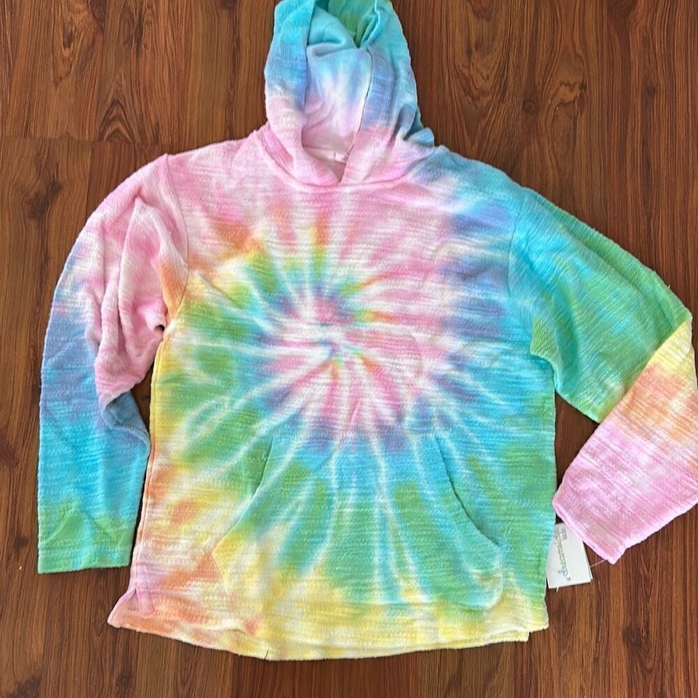 NWT dreamsickle kids tie-dye hoodie sweatshirt pink blue size L sweatshirt ￼